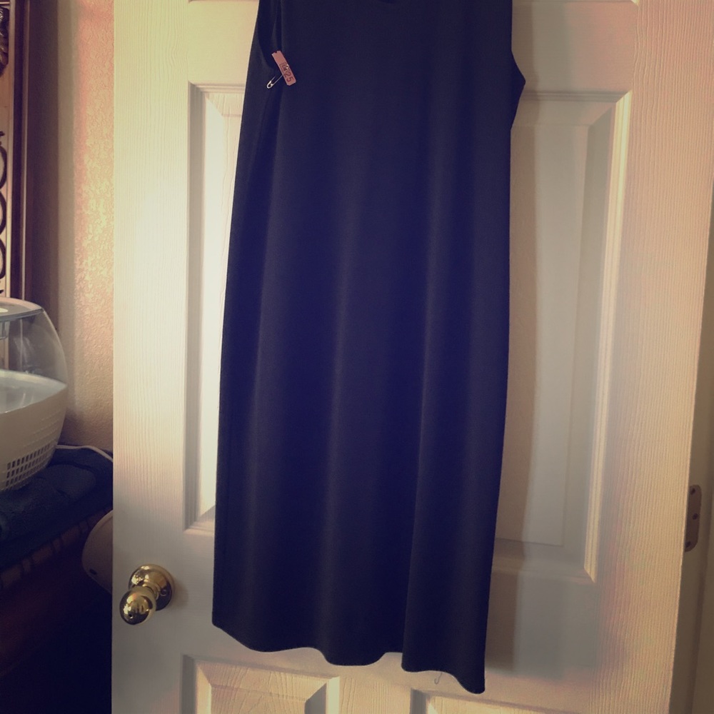 Black slim line dress with choker collar